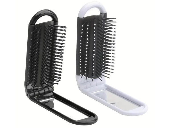 Hair brush folding mirror travel handy with mirror