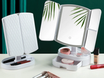 Make-up zrkadlo viedlo kozmetické osvetlené skladacie zväčšovacie zrkadlo