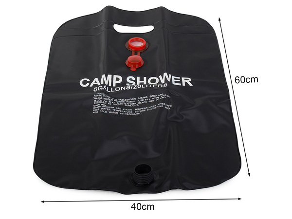 Solar heated camping shower 20l
