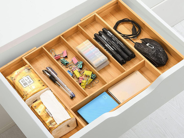 Organizátor zásuvek pro kuchyňské stoly bambus 7 dveří 39cm l