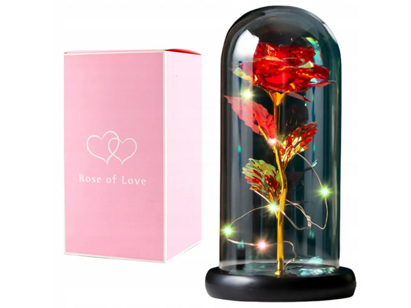 Rose éternelle en verre cadeau led rgb lumineuse verre rouge pour l'occasion