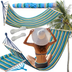 Garden hammock reinforced striped coloured wood rocker swing 200 x 80