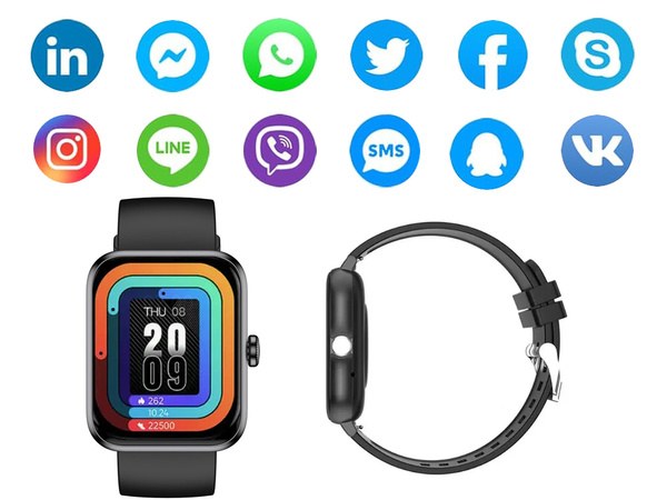 Pametna ura za ženske in moške z gumijastim pasom, športna, Bluetooth, klici, črna