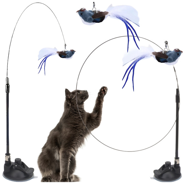 Jucărie interactivă cu tijă pentru pisici cu ventuză mobilă birdie
