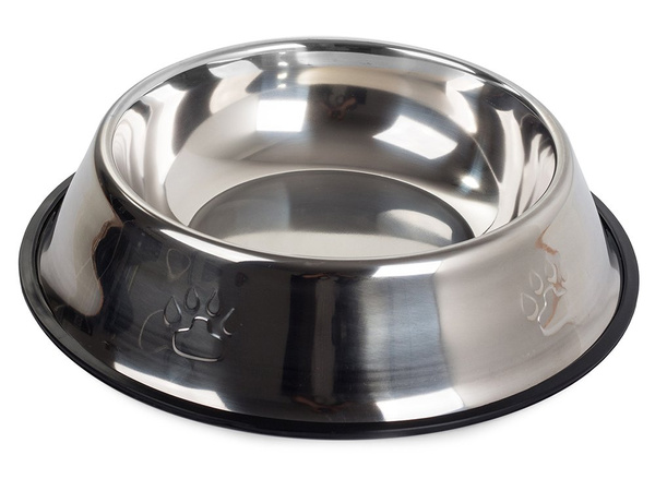 Écuelle en métal pour chien chat argent sur caoutchouc 0.5l