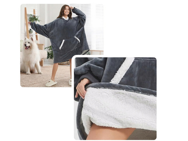 Dressipluus soe oversize tekk xxl 2in1 paksust karusnahast pehme kapuutsiga hommikumantel