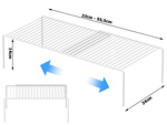 Kovinska polica, nastavljiva po širini, razširljiva za kuhinjski organizator, bela