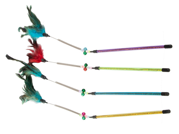 Zabawka dla kota wędka piórko grzechotka do zabawy