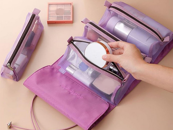 Articole de toaletă de călătorie roll funcțional 4 în 1 fermoar pentru produse cosmetice