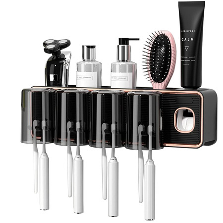 Dispenser pastă de dinți suport periuță de dinți agățat organizator cu cupe