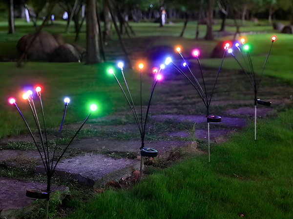 СОЛНЕЧНЫЕ САДОВЫЕ ЛАМПЫ-ШАРИКИ, 2 ШТУКИ, ПО 6 СВЕТОДИОДОВ RGB, ДЛИНА 70 СМ