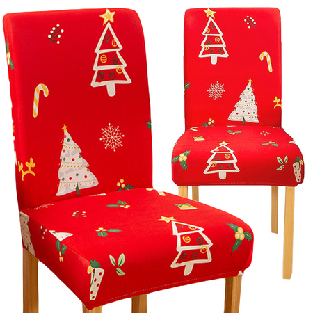 Vianočný poťah na stoličku, dekoratívny, univerzálny, Santa Claus, s gumičkou