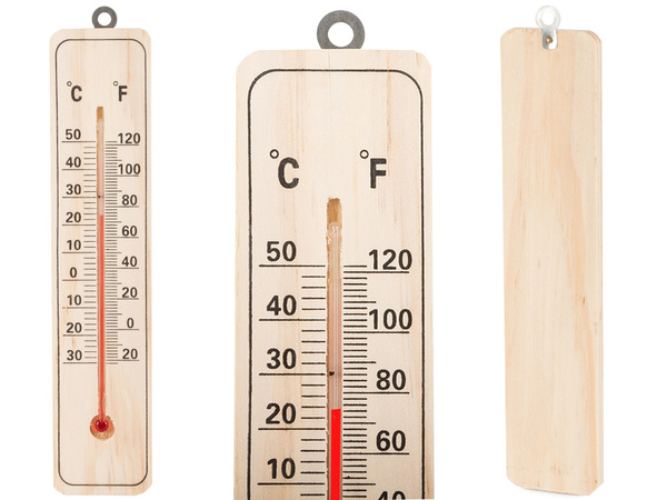Häusliches holz-innen-aussenthermometer
