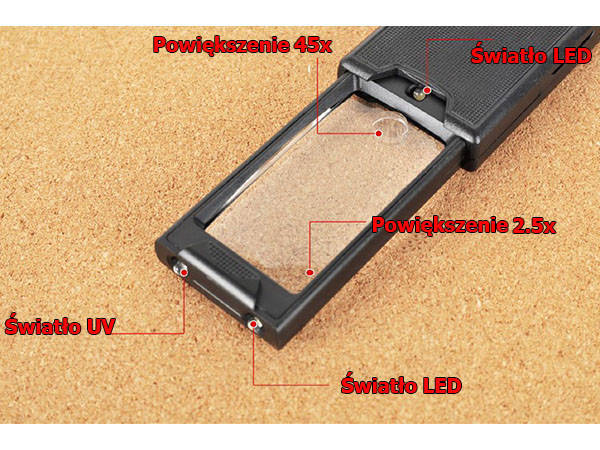 Led uv 45x extendable ékszerlupe