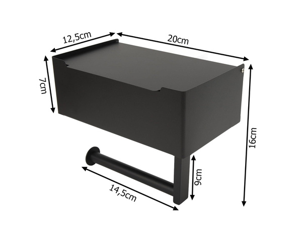 Wc-papír tartó zsebkendő tartó polccal fekete loft wc