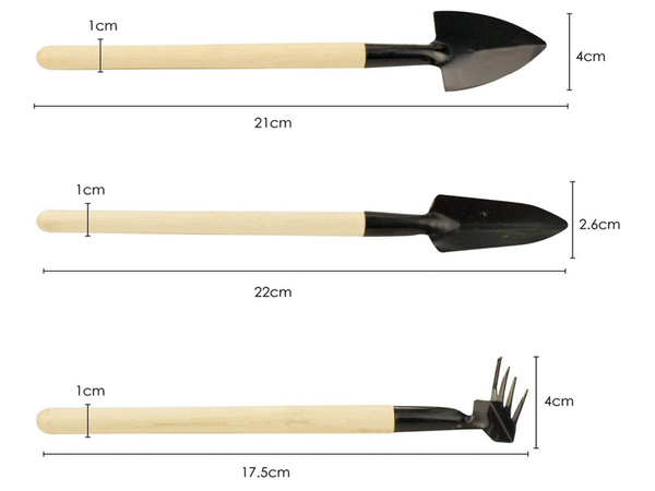 Dārzkopības darbarīku komplekts grābeklis lāpsta 3in1 mini potēšanas instrumenti