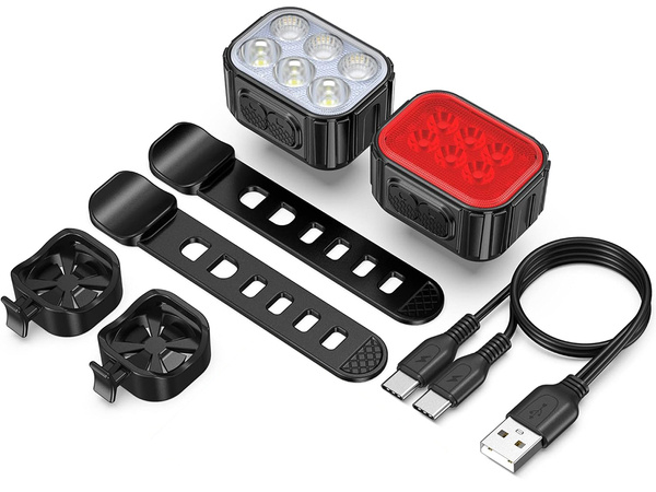 Led velosipēdu lukturis aizmugurējais priekšējais komplekts usb velosipēda stūrei uzlādējams akumulators