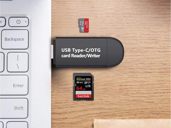 Sd karšu lasītājs microsd tf usb usb-c micro usb 3w1