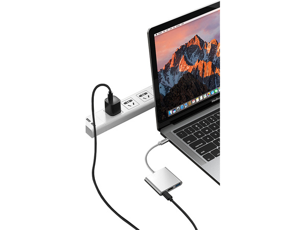 Adapteris 3in1 hub usb-c usb 3.0 hdmi 4k