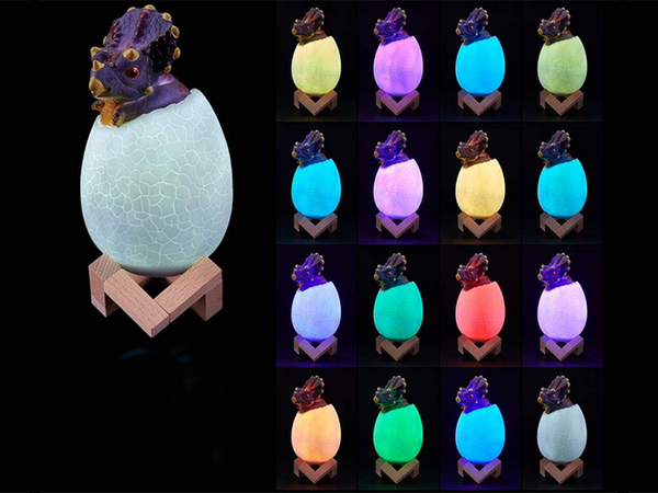 Dinozaurų naktinė šviesa triceratops kiaušinis rgb led šviečiantis kiaušinis vaikams