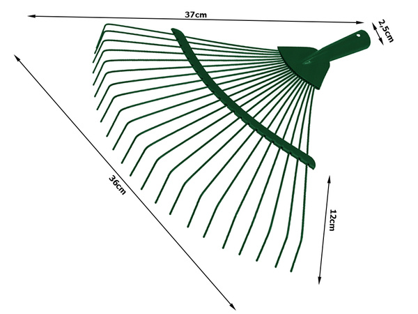 Sodo žolės lapų grėblys lengvas vielos metalas 36cm vėduoklės formos