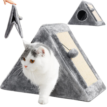 Drapak trójkąt dla kota kotów budka legowisko zabawka piłeczka