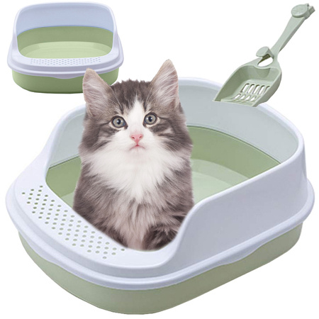 Kuweta dla kota otwarta z ramką soldna toaleta na żwirek + łopatka duża