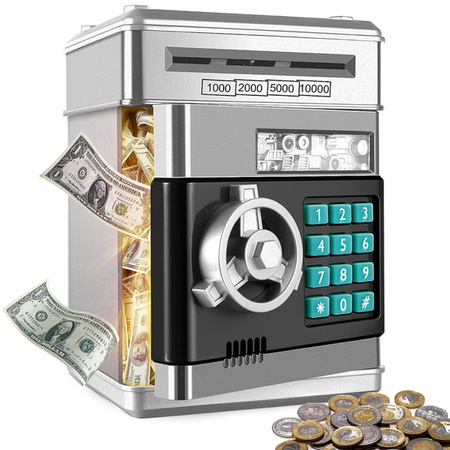 Skarbonka sejf bankomat na kod dostępu banknoty