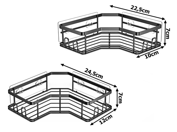 2x półka łazienkowa narożna do łazienki pod prysznic prysznicowa wisząca