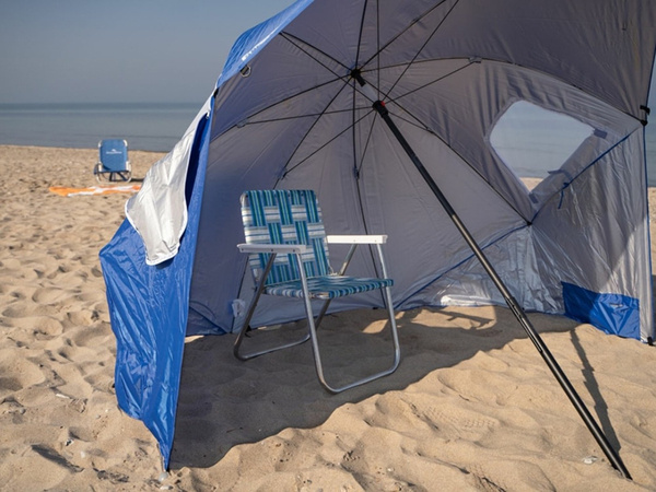 Duży parasol plażowy ogrodowy parawan składany 2w1