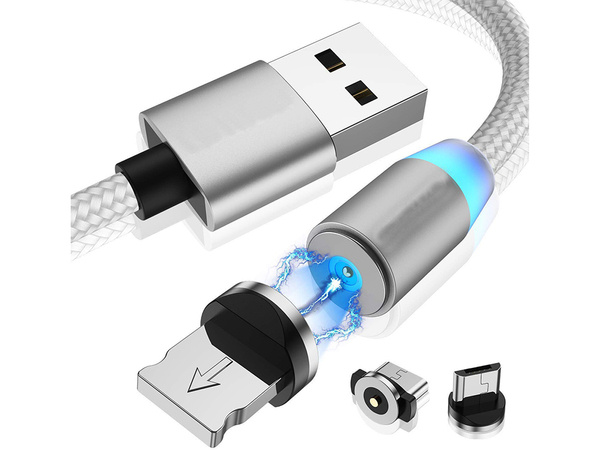 Kabel magnetyczny przwód do ładowania 3w1 micro typ-c usb lightning 1m