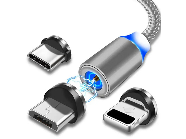 Kabel magnetyczny przwód do ładowania 3w1 micro typ-c usb lightning 1m