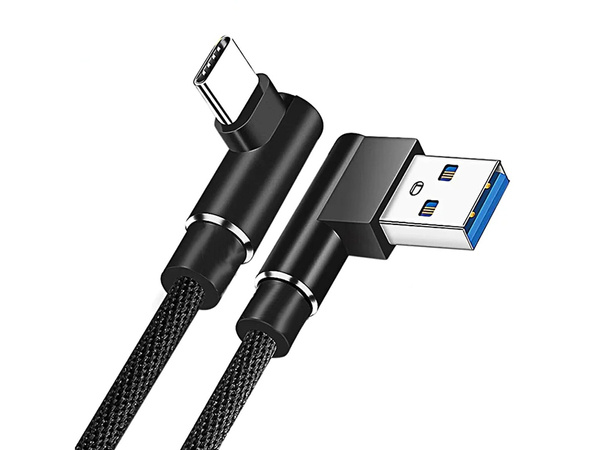 Kabel przewód usb usb-c typ c kątowy do ładowania qc do telefonu 1m