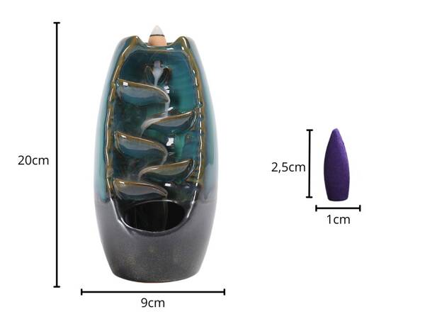 Kominek zapachowy ceramiczny wodospad kadzidło aromaterapia + 10 knotów