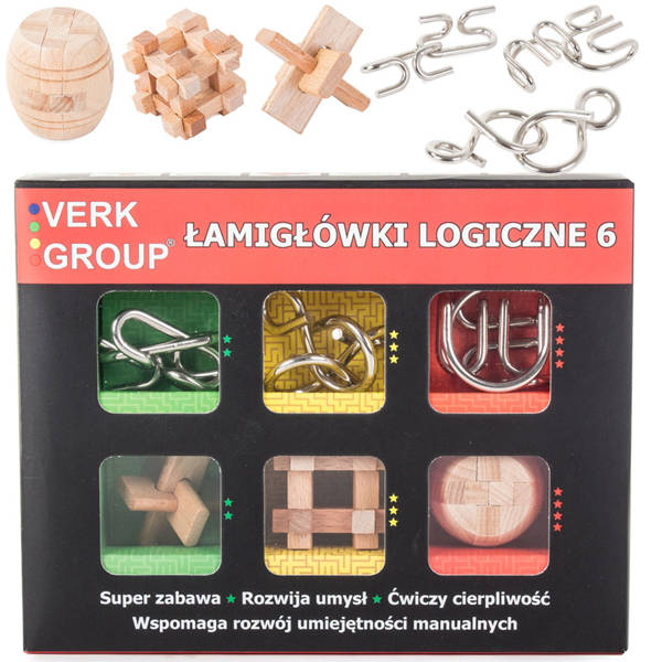 Łamigłówki logiczne puzzle mensa drewniane zestaw