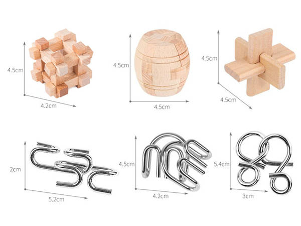 Łamigłówki logiczne puzzle mensa drewniane zestaw