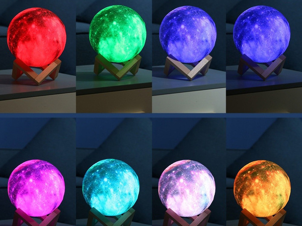 Lampka nocna księżyc 3d rgb moon light z pilotem