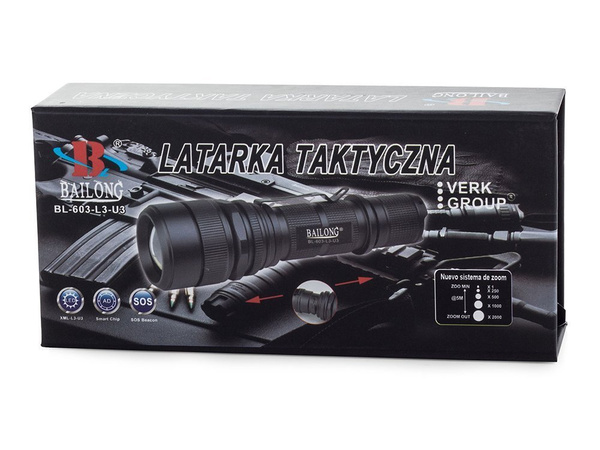 Latarka taktyczna bailong usb led cree xm-l3-u3