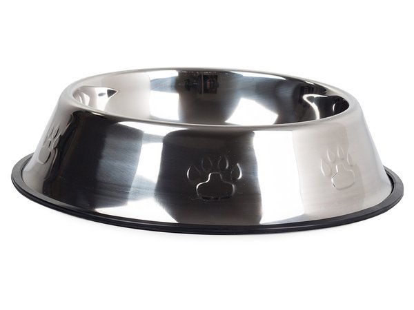 Miska metalowa dla psa kota srebrna na gumie 1,3l