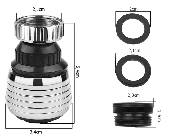 Perlator przedłużka do kranu baterii ruchoma 360