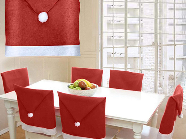 Pokrowce na krzesło czapka mikołaja świąteczny x6