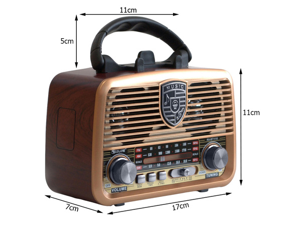 Radio przenośne kuchenne retro radio fm am bluetooth usb akumulator antena