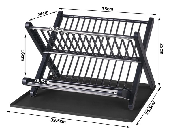 Suszarka do naczyń dwupoziomowa ociekacz tacka składana stojąca duża