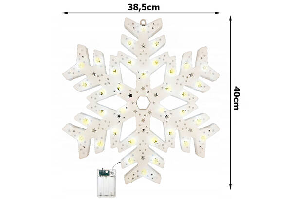 Świecąca ozdoba na okno śnieżka śnieżynka led 40cm gwiazda