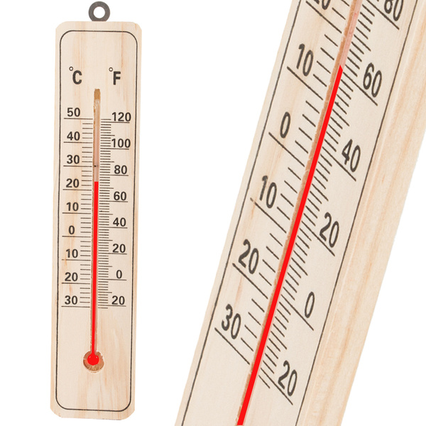 Termometr domowy drewniany wewnętrzny zewnętrzny