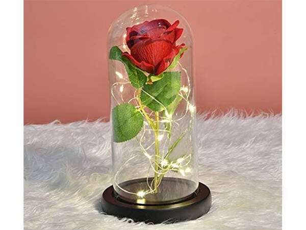 Wieczna róża w szkle czerwona prezent led świecąca na okazję dla kobiet