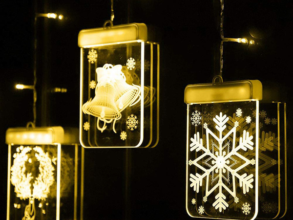 Witraż led 3d na okno ozdoba lampki świąteczne