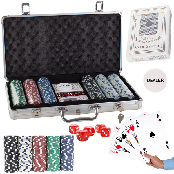 Zestaw do pokera texas 300 żetonów 2 talie walizka