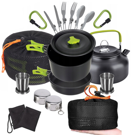 Set de ustensile de gătit pentru camping kemping kettle tigaie 18in1