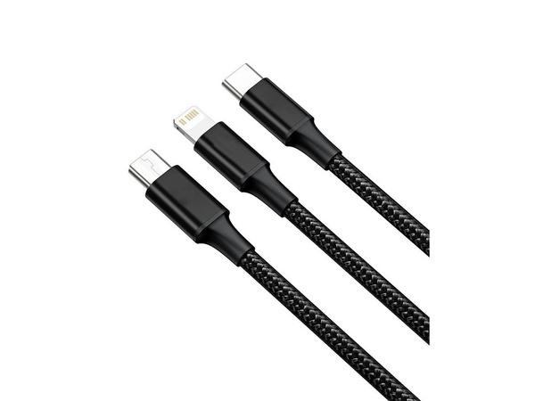 3in1 cablu usb pentru telefon cablu fulger iphone micro usb tip-c 1.2m